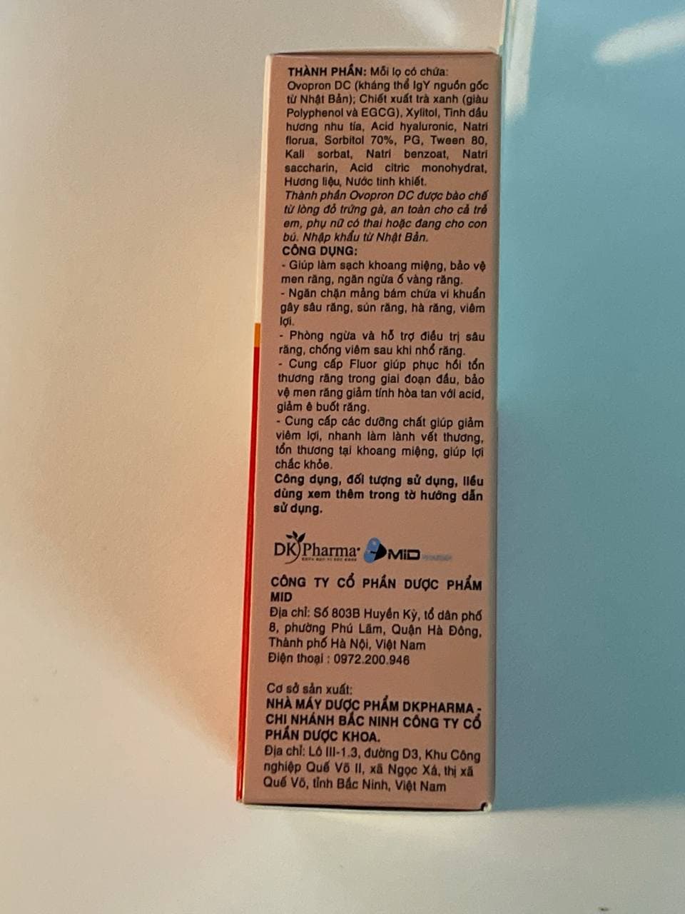 Sản phẩm chăm sóc răng miệng Ovopron DC DK Pharma